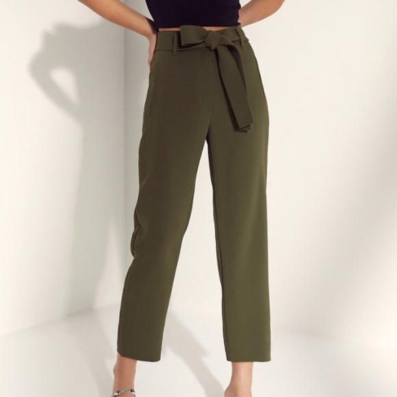 Wilfred Pants - Aritzia Wilfred Tie-Front Pants in Olive Green